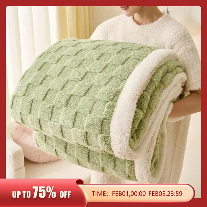 Selimut permadani tumpuk tebal ganda, selimut Sofa selimut penutup