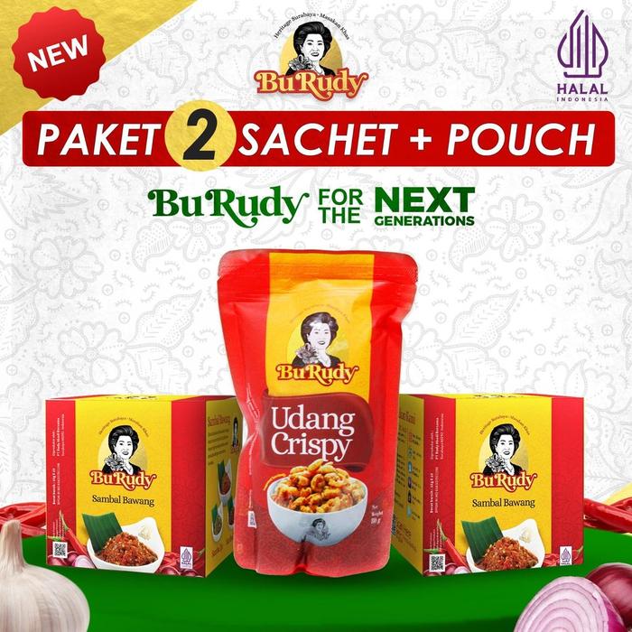Paket 2 Sambal Sachet Bawang + Udang Crispy Pouch Bu Rudy