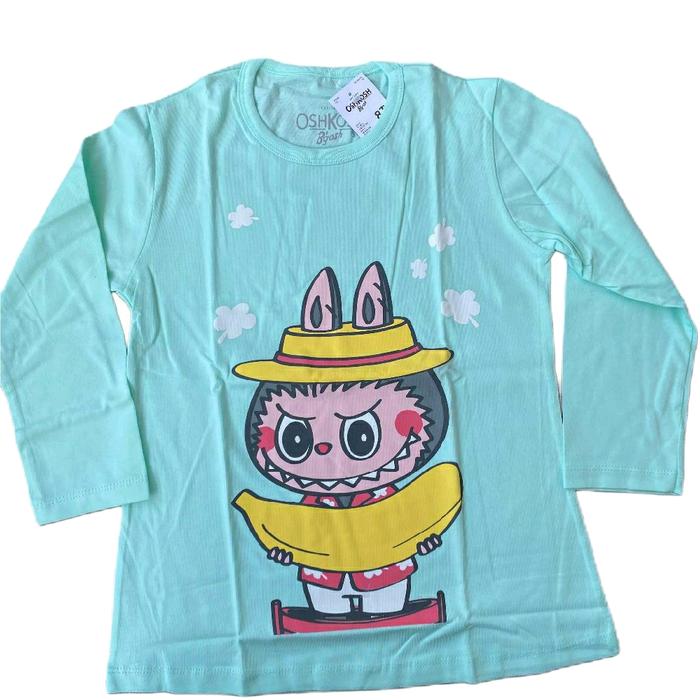 Oshkosh B'gosh Baju Anak Perempuan Lengan Panjang Motif Karakter Lucu Warna Tosca
