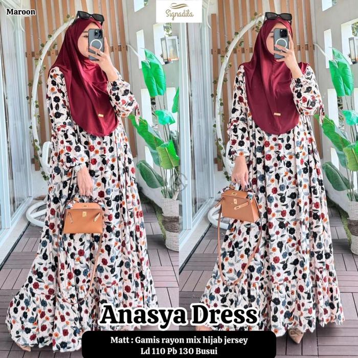 Anasya set dress jilbab hijab ori signadila solo murah termurah grosir terbaru best seller kekinian 