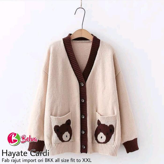 Cardigan Motif Beruang β’ Cardigan Rajut Sekolah