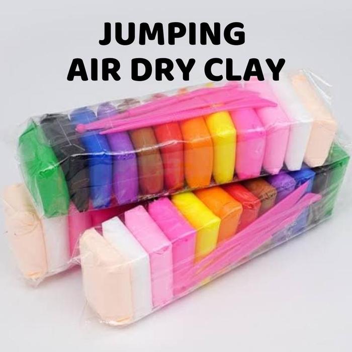 Air Dry Magic Jumping Clay 12 pcs Free 3 Tools Super Soft Light Polymer Polimer DIY Mainan Bahan Wax