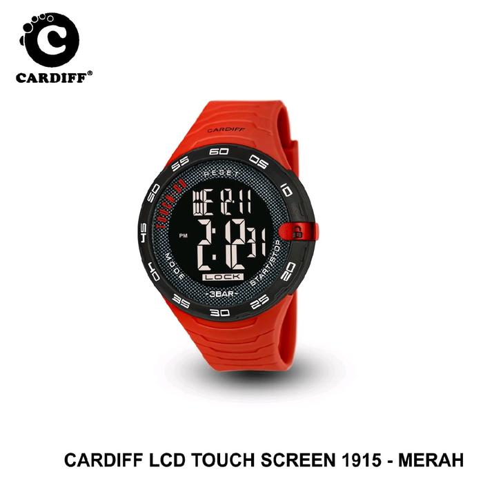 Jam Tangan Anak Pria dan Wanita Cardiff Original LCD Touch Screen 1915 Digital Strap Rubber Fashion 
