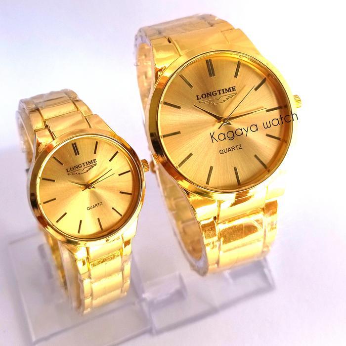 Jam couple Terlaris,Jam Tangan Stainless Rantai Gold Murah Watches,Jam Pria Dan Wanita Warna Emas