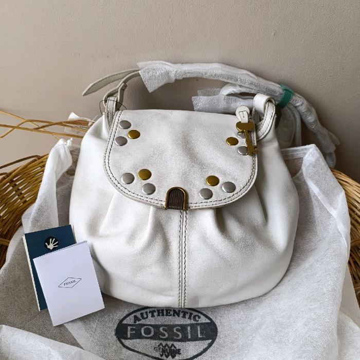 tas wanita sling fossil gigi flap crossbody original authentik lengkap dengan price tag, key, dustba