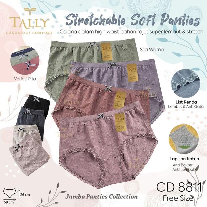 Cd Tally 8811 (3pcs, 6pcs, 12pcs) Bahan Rajut Berkualitas SuperSoft & Comfort Nyaman Dipakai Karet S