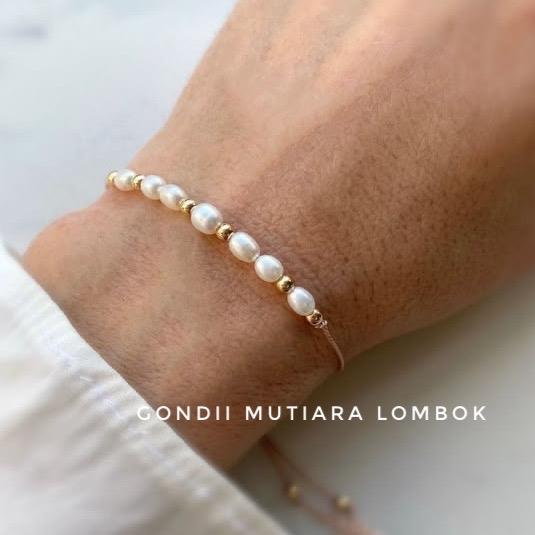 Gelang Serut Mutiara Padi Kecil - Gelang Serut Mutiara Asli