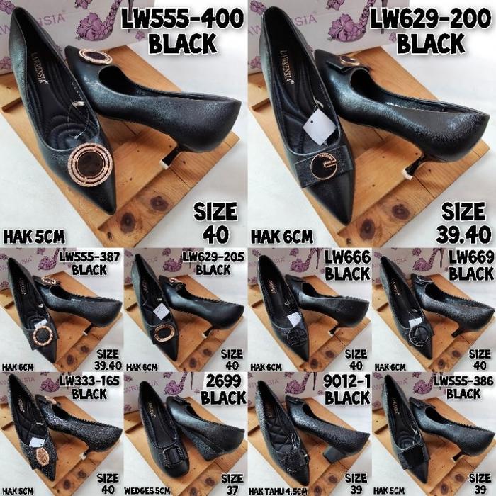 Terlariss !!! SEPATU PANTOFEL KERJA WANITA WARNA HITAM ORIGINAL LAWRENSIA
