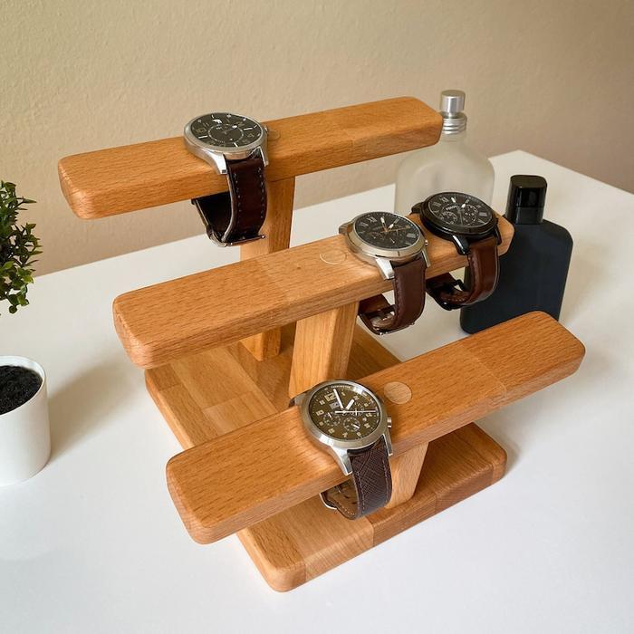 Aria99 Stand Watch Tempat Jam Tangan 2 Undak Dapat Di Isi 8 Pcs Jam Tangan Material Kayu Solid Varni