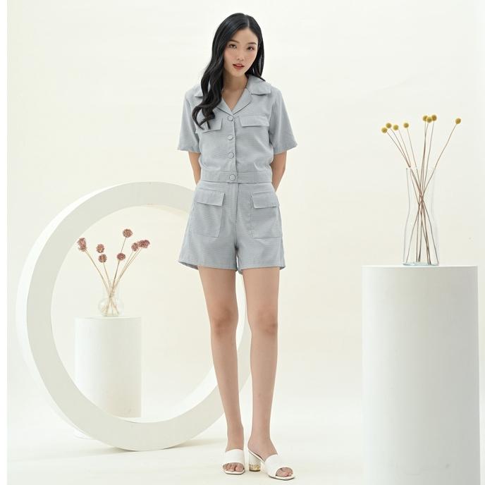 NEW STYLE BUTIK Felicity Tweed Set in Mini Checks I Kemeja & Celana Pendek Tweed Kotak2