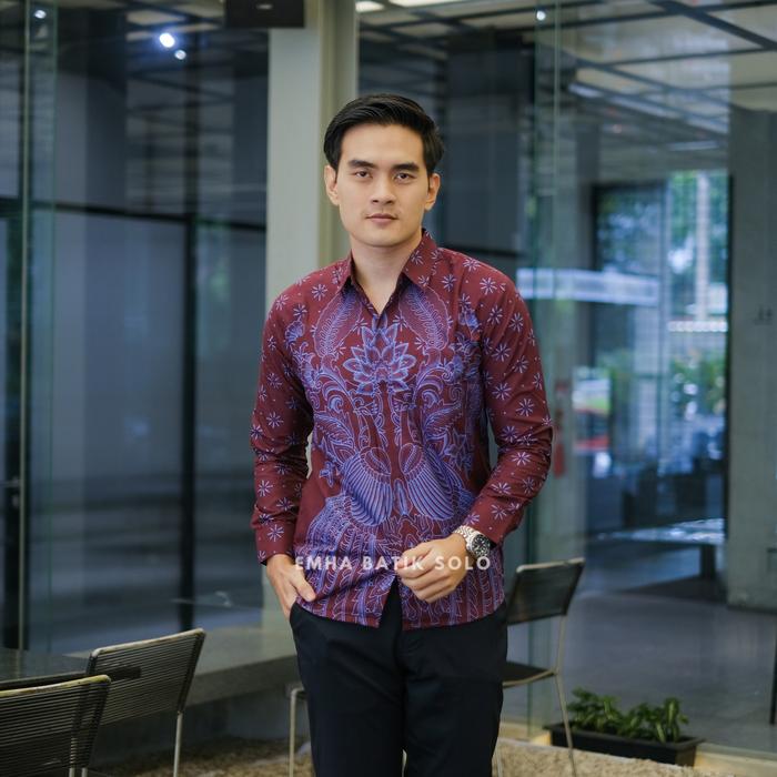 EMHA BATIK SOLO - ARUNIKA | Kemeja Batik Pria Premium Lengan Panjang Slimfit Lapisan Furing Bahan Ka