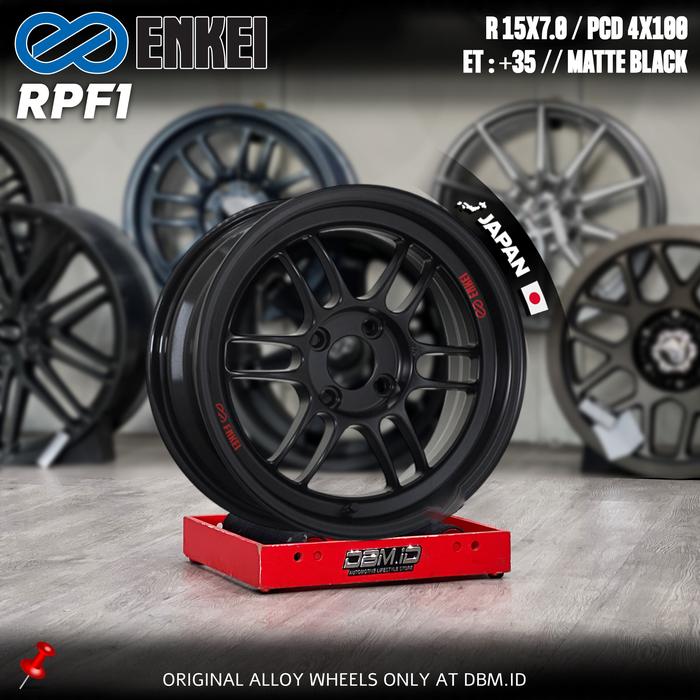 Velg Pelek Mobil ENKEI RPF1 R15 15x7 4x100 et +35 Matte Black Made In Japan Jazz City Mobilio Brio