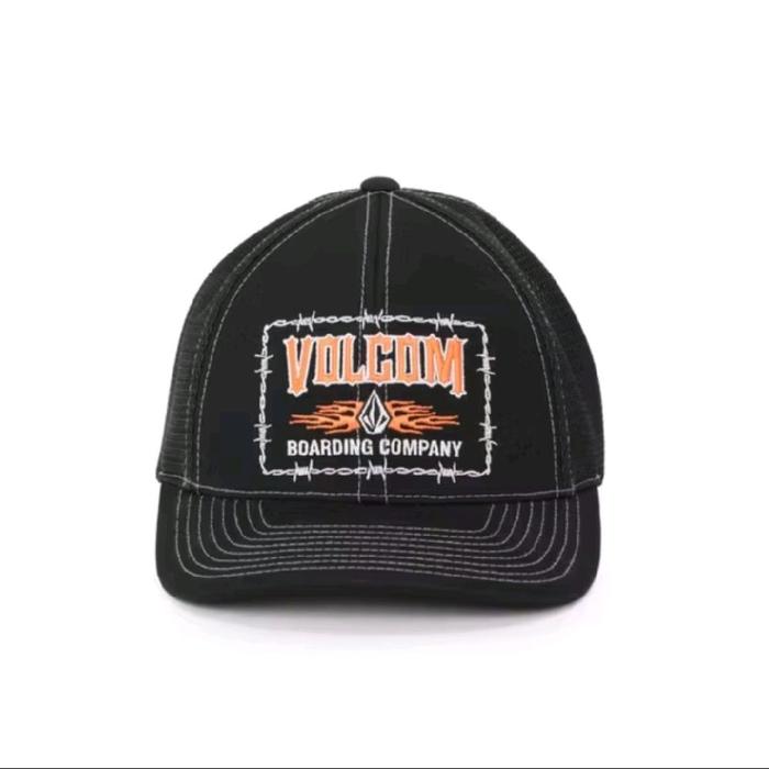 Topi Trucker Volcom logo bordir hitam original