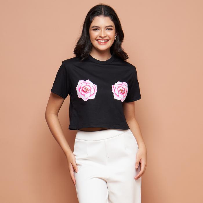 La Vie en Rose Crop Top - Noir