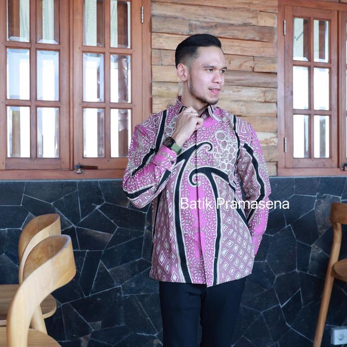 Kemeja Batik Pria Motif Lavender Kemeja Batik Lengan Panjang Lengan Pendek Kemeja Katun Full Furing 