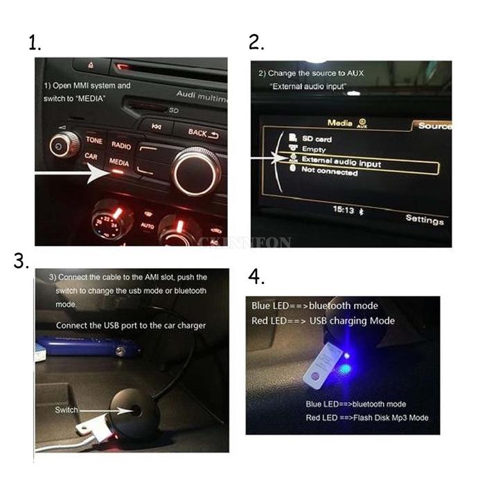 50Pcs/Lot Wireless Bluetooth Dongle Adapter USB LED Charger Stick MP3