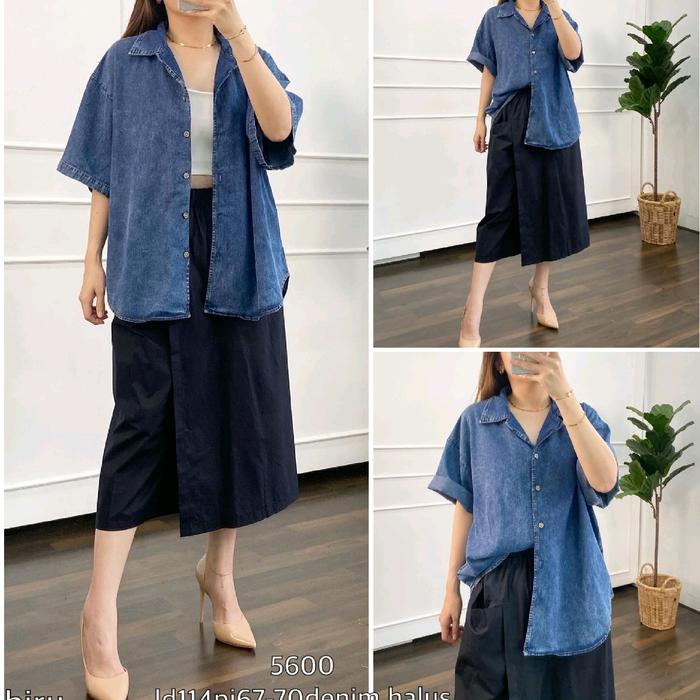 MC 5600y ATASAN KEMEJA LENGAN PENDEK BAHAN DENIM HALUS PREMIUM IMPORT