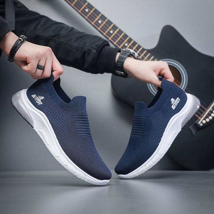 NEW "FREE BOX" SEPATU RAJUT PRIA SEPATU PRIA TANPA TALI LV0558 ORI