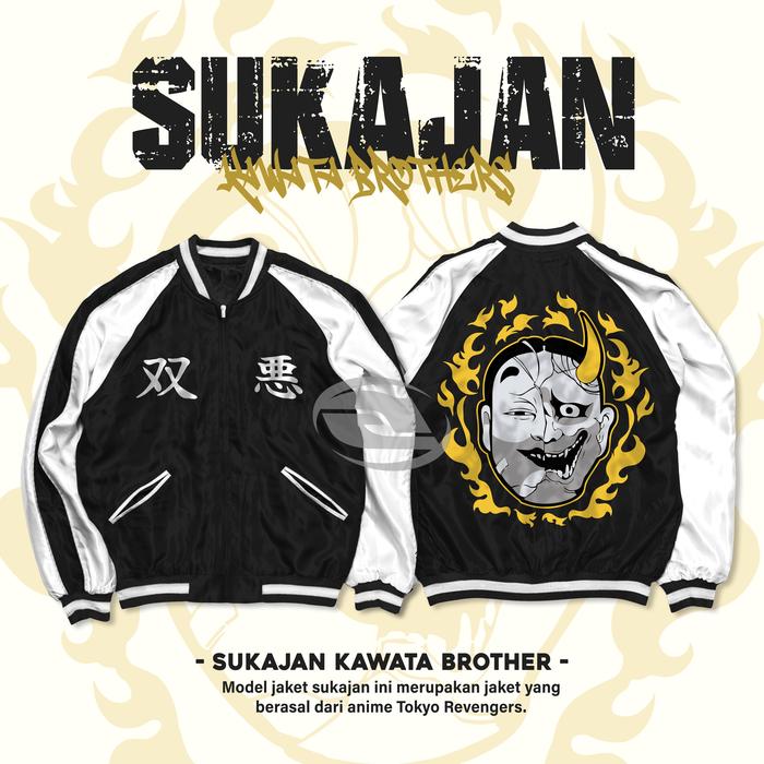 Jaket Smiley Angry Souya Nahoya Kawata Brothers Tokyo Revengers Bomber Sukajan Anime Tokyo Manji Pri