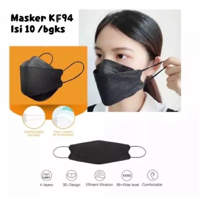Masker muka pria wanita 4ply Korea KF94 model Evo Convex disposable KF 94 4 ply KN94 KN 94 isi 10