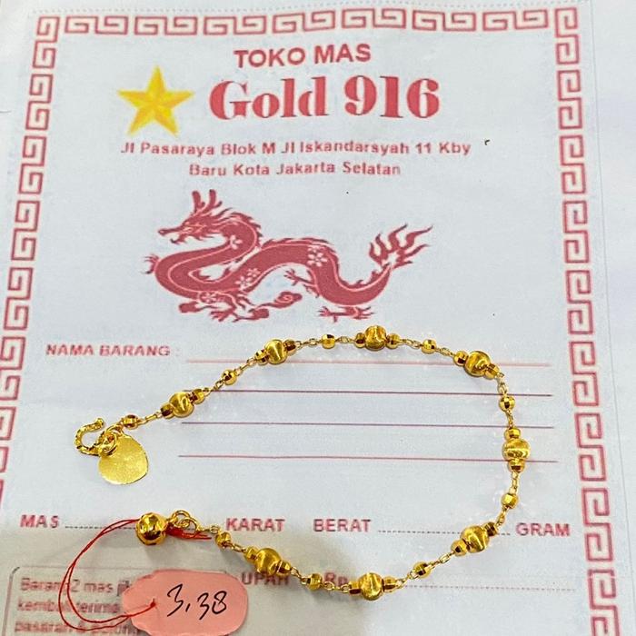 GELANG RANTAI BOBA KECIL BERLAPIS EMAS MUDA FREE SURAT