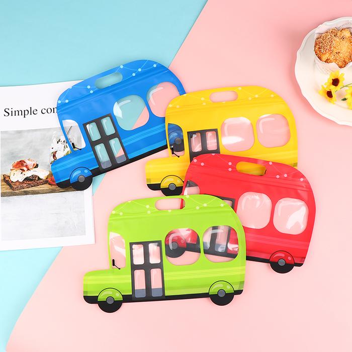 5Pcs Cartoon Car Shape Candy Gift Bags Cookie Plastic Bags For Toys