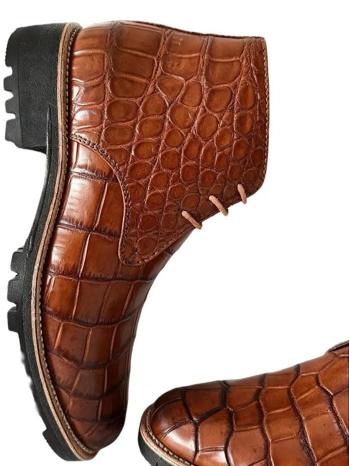 Casual Ankle Boots Crafted From Luxurious Crocodile Leather