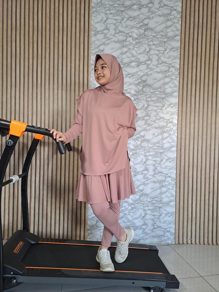 Baju Set Olahraga Nazwa Baju One Set Senam Lari Muslimah
