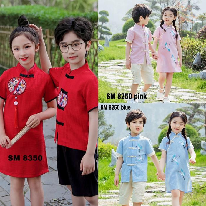 Fairyland | SM 8350 SM 8250 Qipao Cheongsam Couple SETELAN anak laki Dress Anak Perempuan Imlek Chin