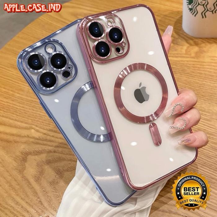 Softcase Magsafe Electroplating Metalic IPHONE 11 12 13 14 15 PRO MAX PLUS Case With Lens Guard Prot