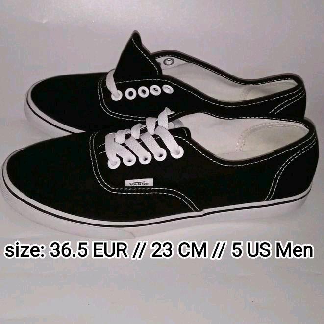 Sepatu girls woman Vans Authentic Classic OG size 36.5 23 Slim Lo Pro Original black white hitam put
