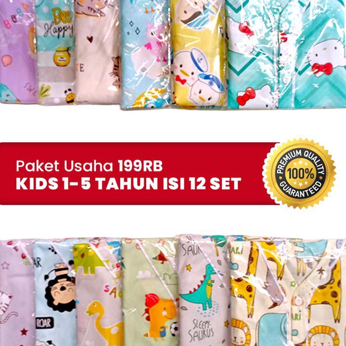Paket Usaha / Piyama Kids (1-5 Thn) / 199Rb Dapat 12 Set Cotton Sleepwear Tidur Katun