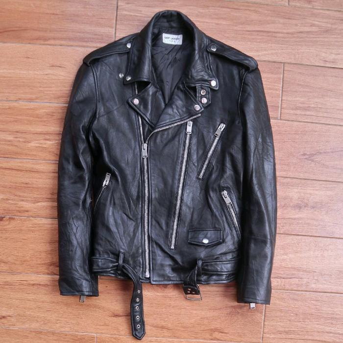 YSL size M Jaket kulit asli domba saints laurent paris L17 hedi slimane ramones biker genuine leathe