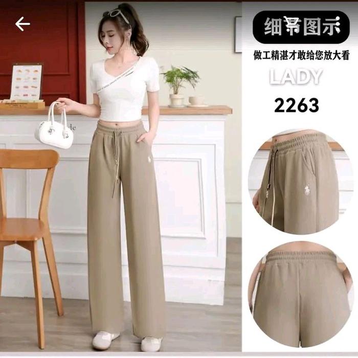Celana Corduroy Cewek Hijau Tua Desain Modern Nyaman untuk Harian Pinggang Karet Panjang 98 cm LP 60