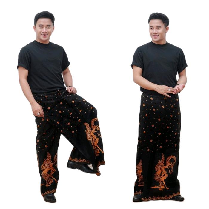 Sarung Celana Batik Wayang Dewasa Katun Hitam Muslim Pria Motif Santri Pekalongan Nyaman Dipakai Sir