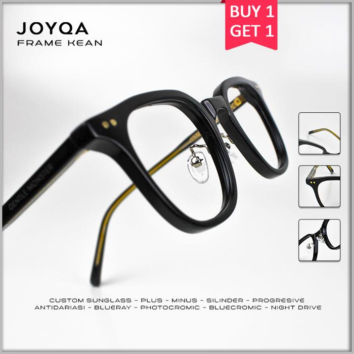 JOYQA | FRAME KEAN - Kacamata Kotak Persegi Fashion Hitam Glossy Caramel Leopard Bening Antiradiasi 