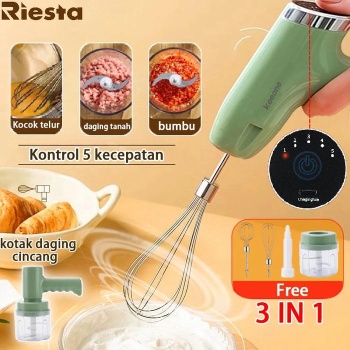 Blender Mixer Mini 3IN1 USB  Hand Mixer Elektrik Mikser Pengaduk Adonan Telur Chopper Pengocok Telur