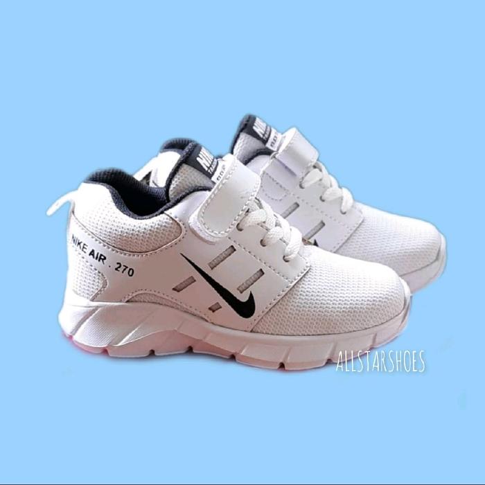 Sepatu Anak Perekat Tali Nike Air 270 Kids Warna Putih Outdoor Sneakers