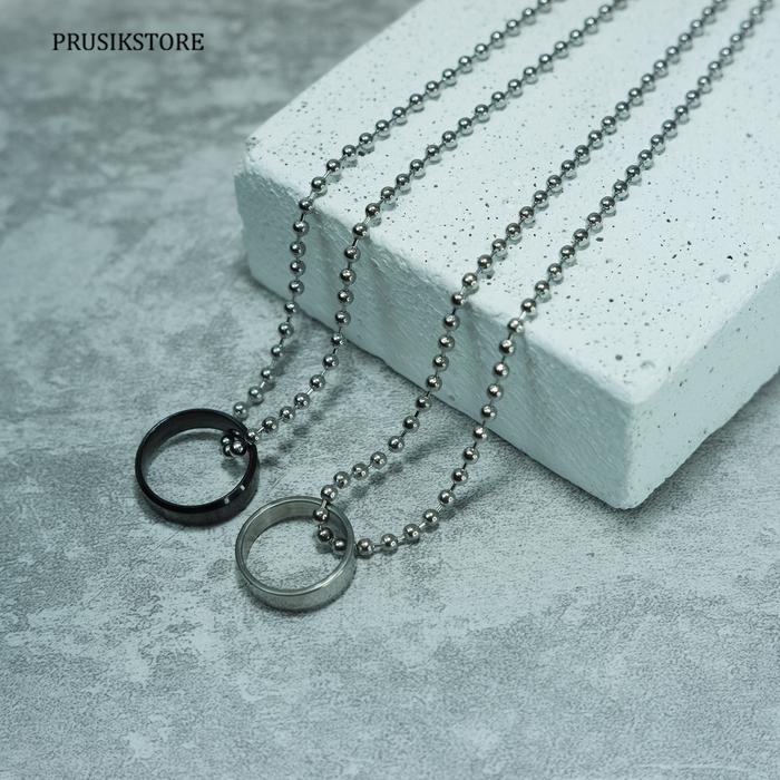 Kalung Pria Monel Liontin Cincin Stenlis Stell Kalung Besi Putih