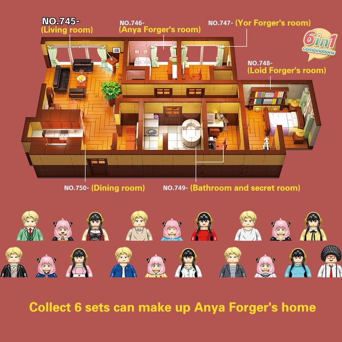 Spy X Family Room Anime Figure Loid Anya Yor Forger Brick