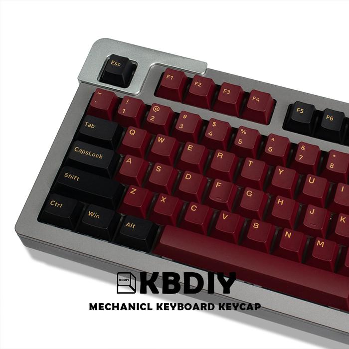 KBDiy GMK Red Samurai PBT Keycaps Cherry Profile Double Shot Black