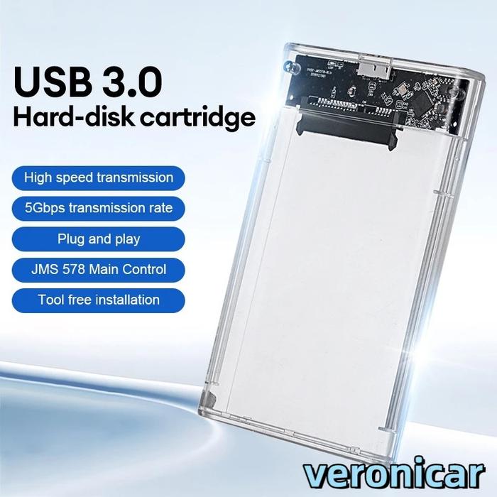 Casing Hardisk External HDD SSD External Case Transparan 2.5" USB 3.0 SATA Interface Portable Hard D
