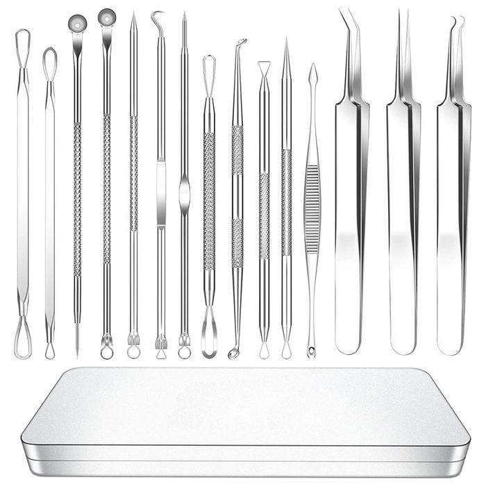 Alat Komedo dan Jerawat 1 Set Pinset Pengangkat Komedo Ampuh Stainless 14Pcs