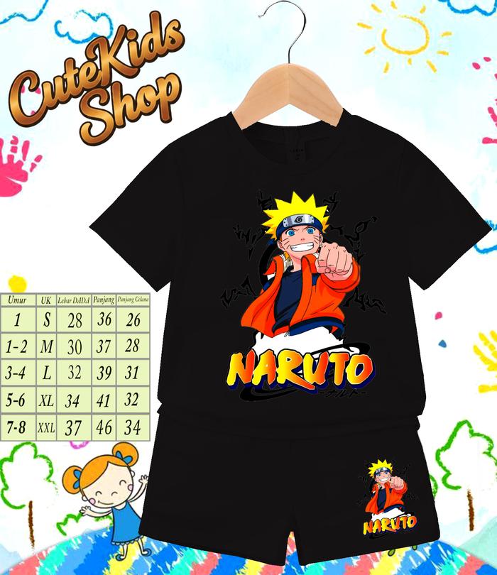 BAJU SETELAN NARUTO 1-6 TAHUN GAMBAR DTF TAHAN LAMA