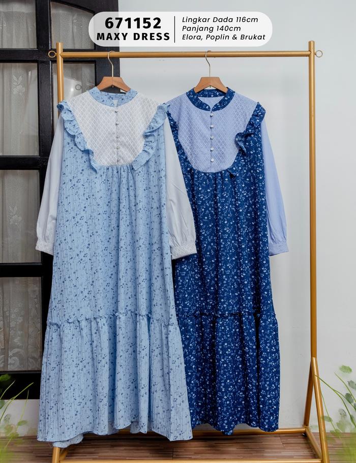 Darra.id | Adiba Dress - Bahan Elora, Poplin dan Brokat, LD 116 Fit to XL