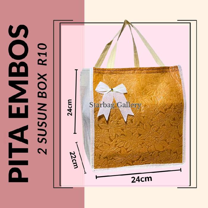 (1 LUSIN/ 12 BIJI) Tas Hajatan Pita Embos (2 SUSUN BOX)/Tas Hajatan Box 22