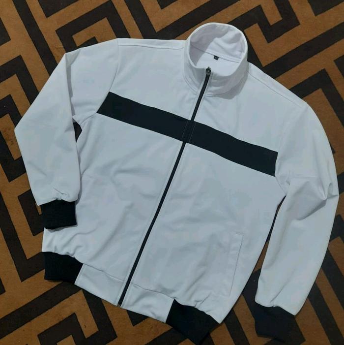 Jaket tracktop  Cowok Casual Dewasa Unisex terbaru bahan loto diadora premium bigsize Putih Hitam  P