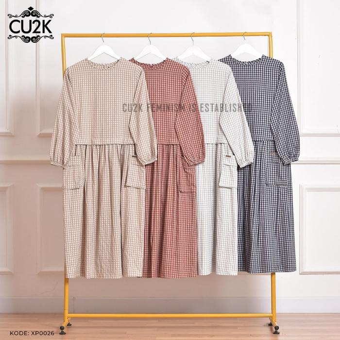CU2K Midi Dress Hayna Viral Fashion Muslim Outfit Terbaru Bahan Katun Midi Dress Viral Hayna