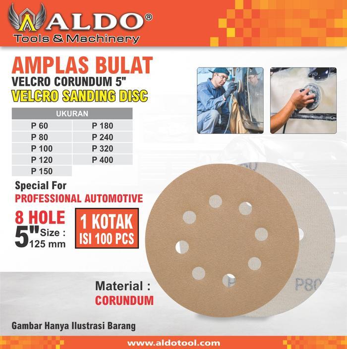 AMPLAS BULAT VELCRO CORUNDUM 5" MERK ALDO