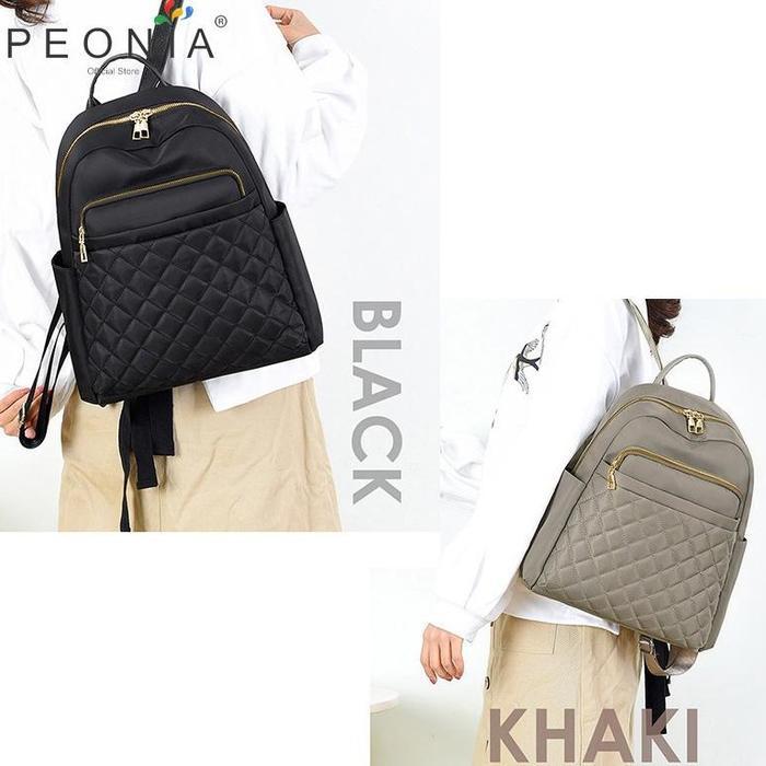 Peonia Pna Genna Water Resistant Ransel Korea Tas Wanita Punggung Kantor Kerja Sekolah Kuliah Outdo